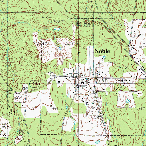 Topographic Map of Noble Post Office, LA