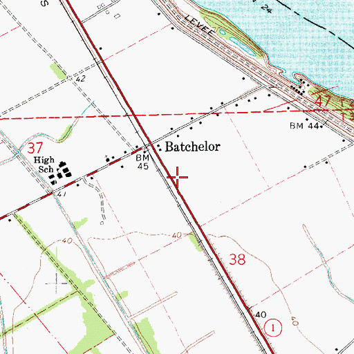 Topographic Map of Batchelor Post Office, LA