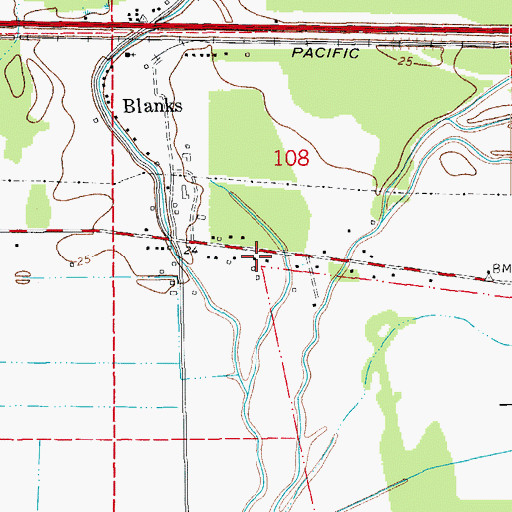 Topographic Map of Blanks Post Office, LA