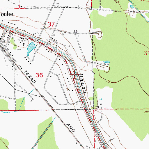 Topographic Map of Fordoche Post Office, LA