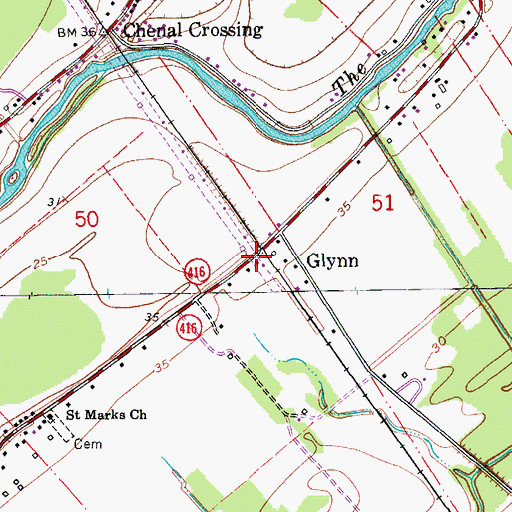 Topographic Map of Glynn Post Office, LA