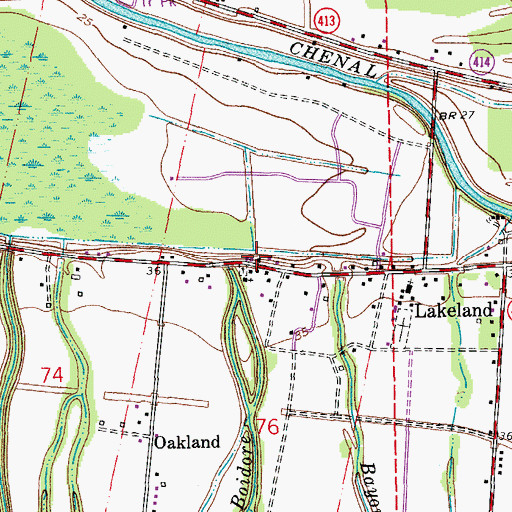 Topographic Map of Lakeland Post Office, LA