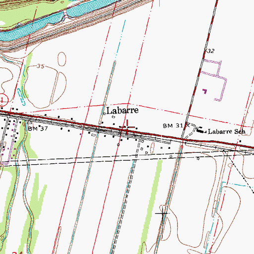 Topographic Map of Labarre Post Office, LA