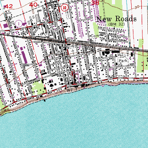 Topographic Map of New Roads Post Office, LA