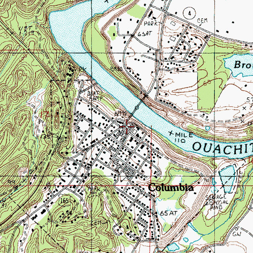 Topographic Map of Columbia Post Office, LA