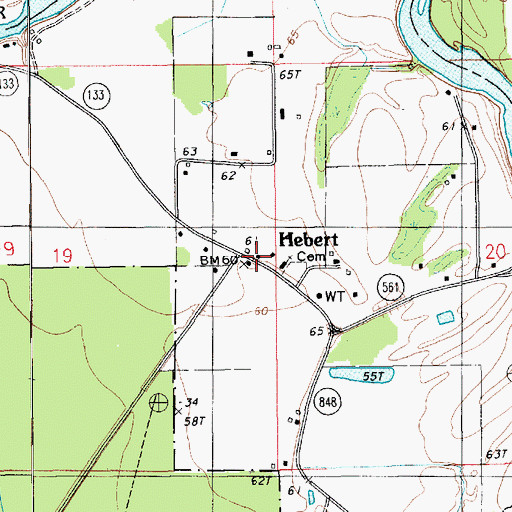 Topographic Map of Hebert Post Office, LA