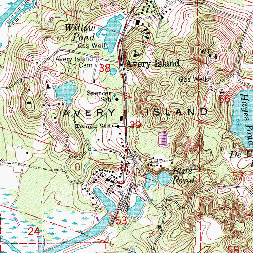 Topographic Map of Avery Island Post Office, LA
