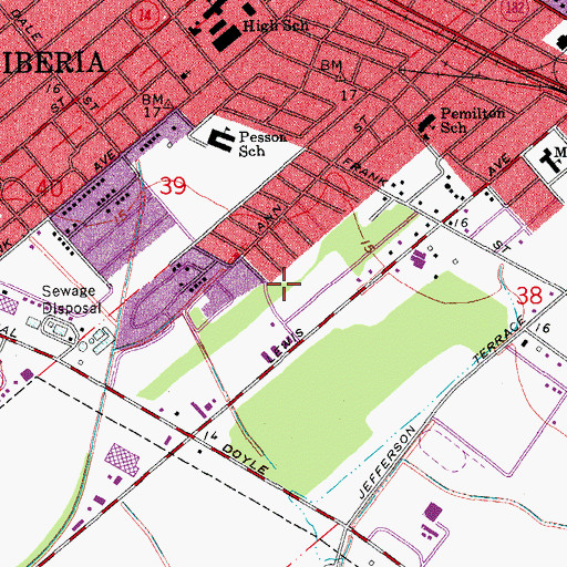 Topographic Map of New Iberia Post Office, LA