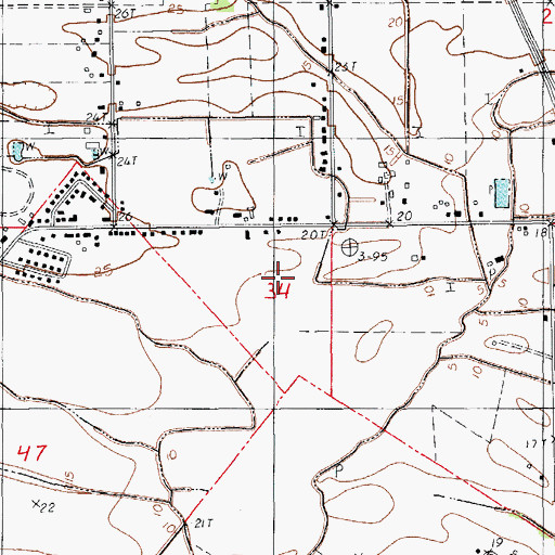 Topographic Map of Oasis Plantation (historical), LA