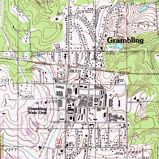 Topographic Map of Grambling Post Office, LA