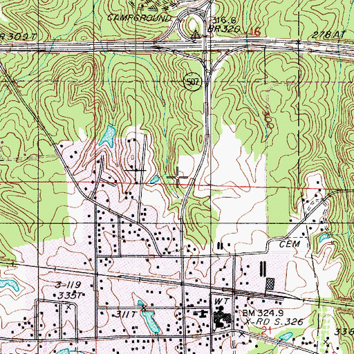 Topographic Map of Simsboro Post Office, LA