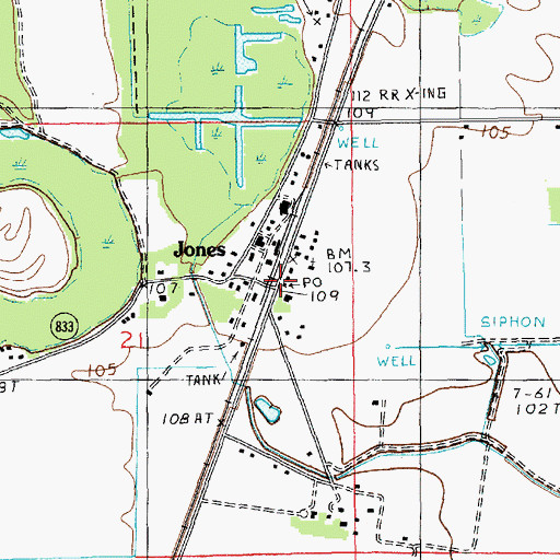 Topographic Map of Jones Post Office, LA