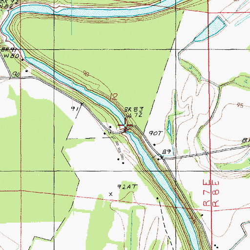 Topographic Map of Moss Bridge, LA