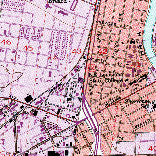 Topographic Map of Monroe Post Office, LA