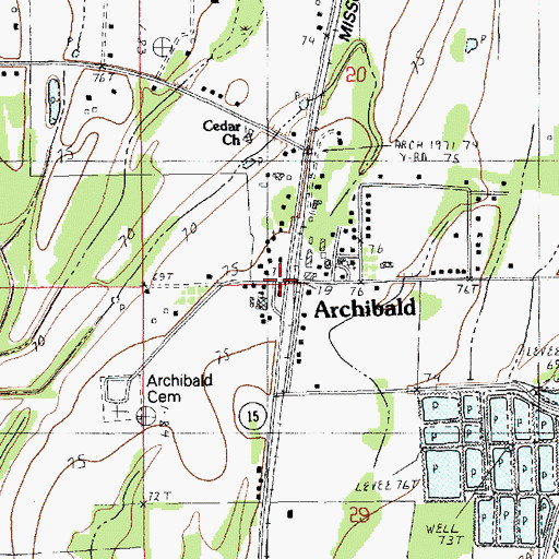 Topographic Map of Archibald Post Office, LA