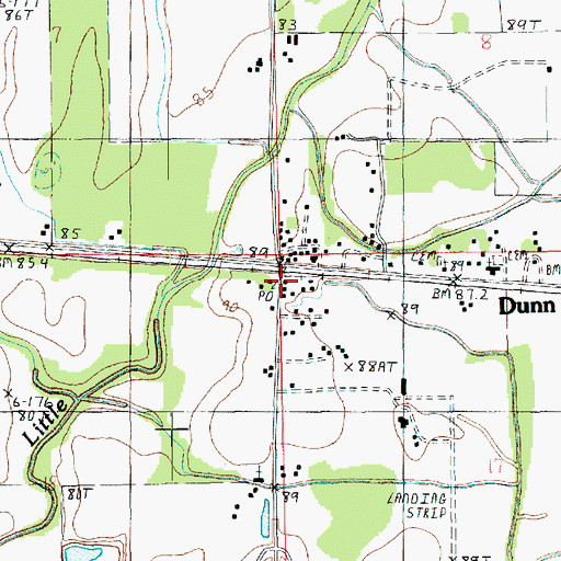 Topographic Map of Dunn Post Office, LA