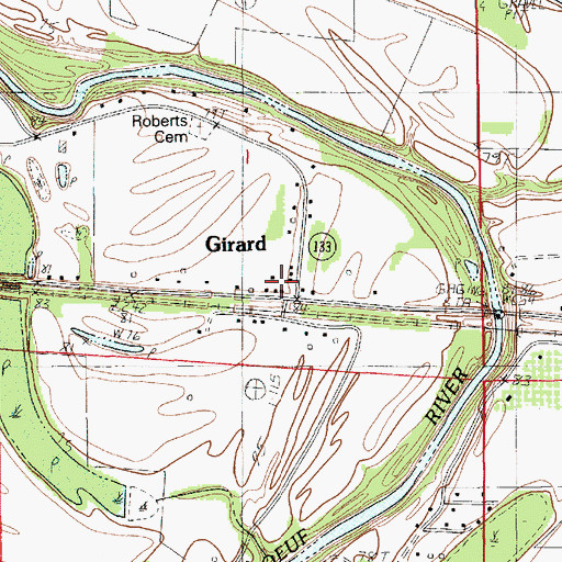Topographic Map of Girard Post Office, LA