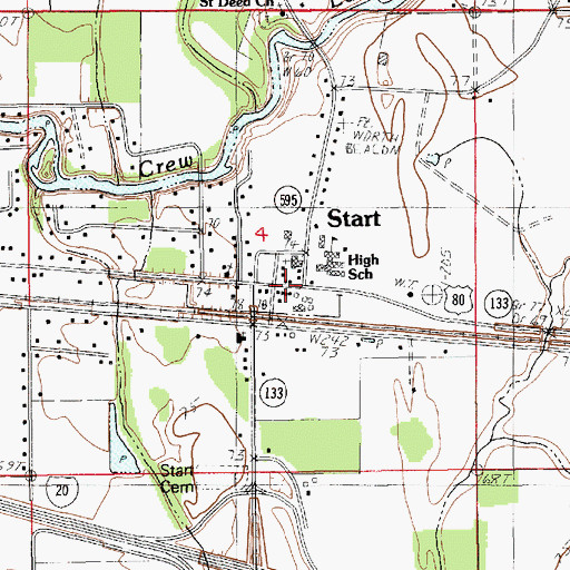 Topographic Map of Start Post Office, LA