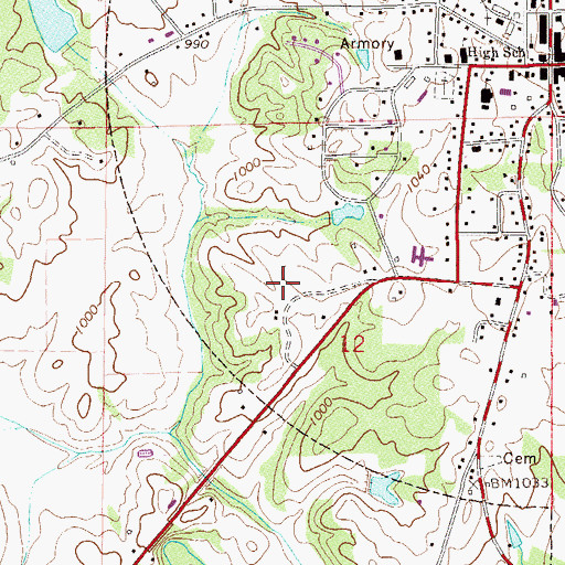 Topographic Map of Rudd Prospect, AL