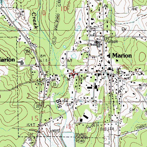 Topographic Map of Marion Post Office, LA