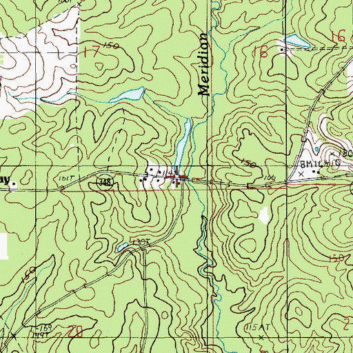 Topographic Map of Tugwell, LA