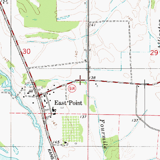 Topographic Map of East Point Post Office, LA
