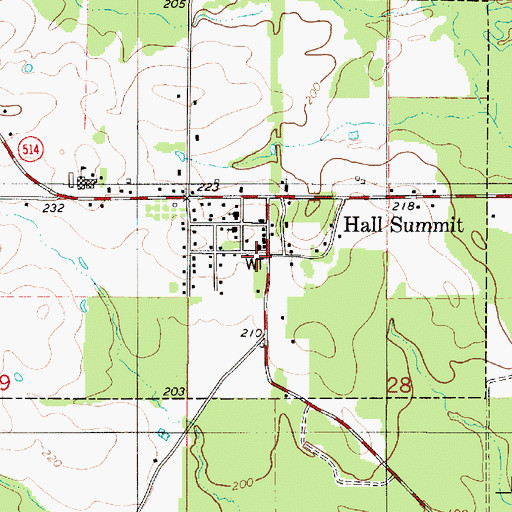 Topographic Map of Hall Summit Post Office, LA