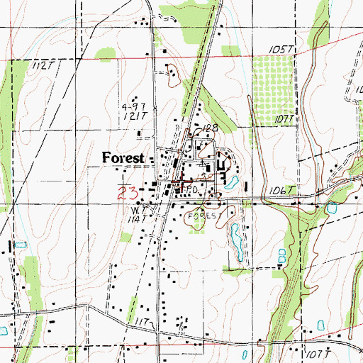 Topographic Map of Forest Post Office, LA
