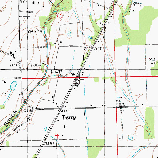 Topographic Map of Terry Post Office, LA