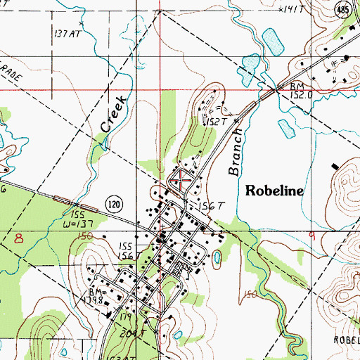 Topographic Map of Robeline Post Office, LA