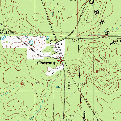 Topographic Map of Chestnut Post Office (historical), LA