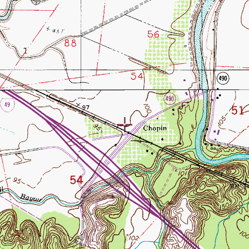 Topographic Map of Chopin Post Office, LA