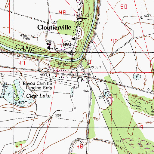 Topographic Map of Cloutierville Post Office, LA
