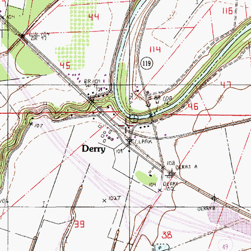 Topographic Map of Derry Post Office, LA
