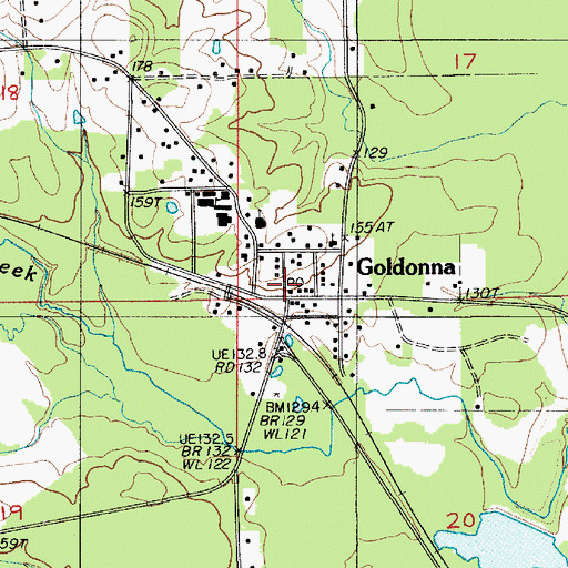 Topographic Map of Goldonna Post Office, LA