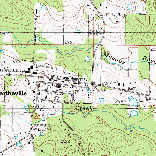 Topographic Map of Marthaville Post Office, LA