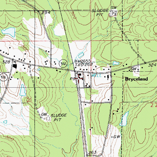 Topographic Map of Bryceland Post Office, LA