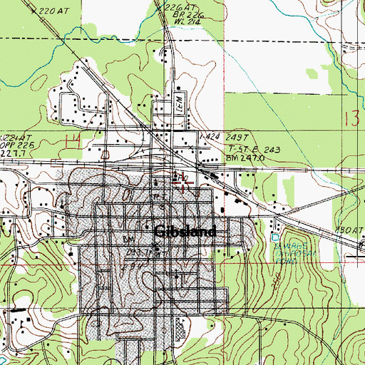Topographic Map of Gibsland Post Office, LA