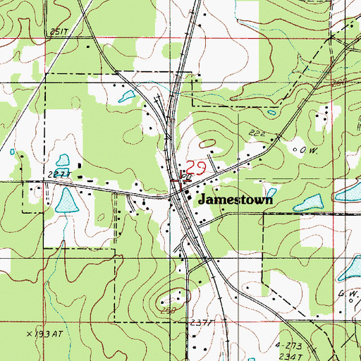 Topographic Map of Jamestown Post Office, LA