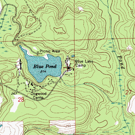 Topographic Map of Blue Lake Camp, AL