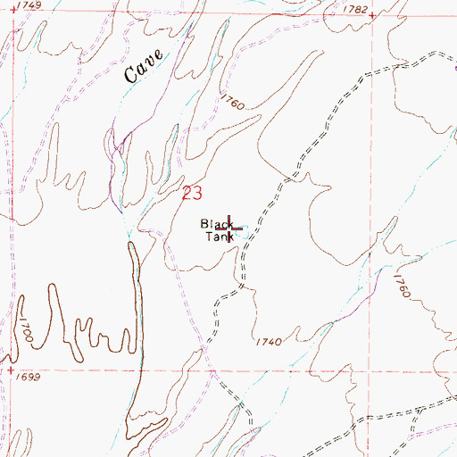 Topographic Map of Black Tank, AZ