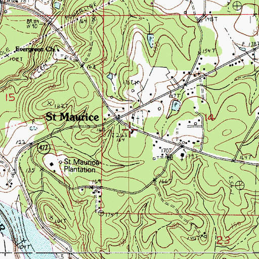 Topographic Map of Saint Maurice Post Office, LA