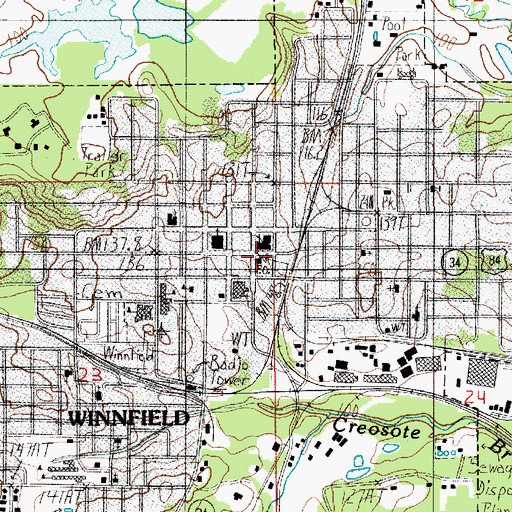 Topographic Map of Winnfield Post Office, LA