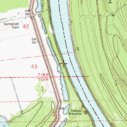 Topographic Map of Ashwood Landing, LA