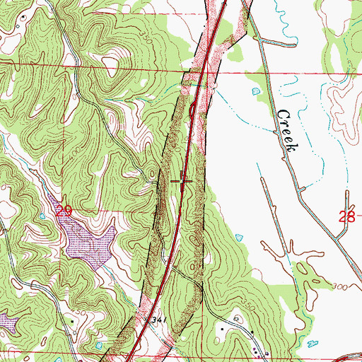 Topographic Map of Natchez Trace National Scenic Trail, MS