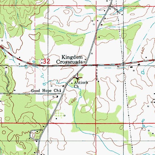 Topographic Map of Antioch Baptist Church, AL