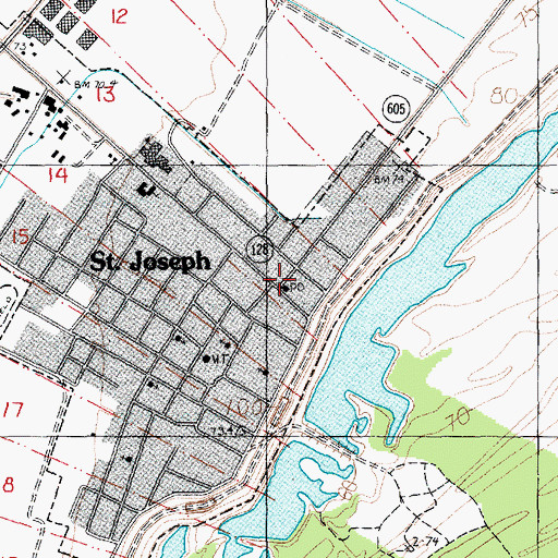 Topographic Map of Saint Joseph Post Office, LA