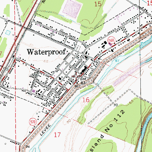 Topographic Map of Waterproof Post Office, LA