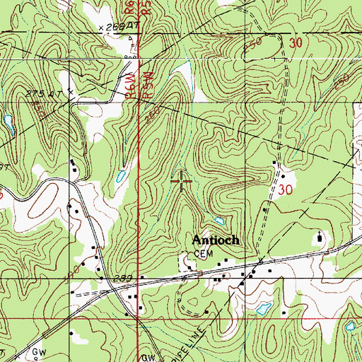 Topographic Map of Antioch Post Office (historical), LA
