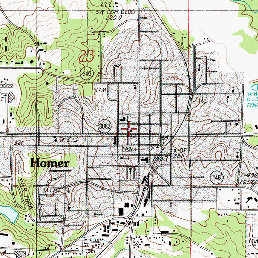 Topographic Map of Homer Post Office, LA
